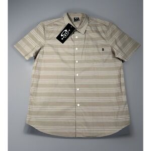 Oakley Stoke Woven Shirt Mens Large Rye Striped Short Sleeve Cotton NWT